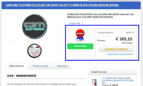 samsung galaxy s5 mini garanzia italia TELEFONO CELLULARE SM G800F GALAXY S5 MINI BLACK COLORE NERO NO BRAND    IN OFFERTA 385.25 Garanzia Italia   Elettronica in Offerta