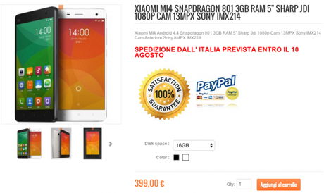 Xiaomi Mi4 in Italia grazie a Xiaomishop.it: prezzo e spedizioni