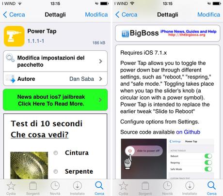 Scheda Cydia Power Tap