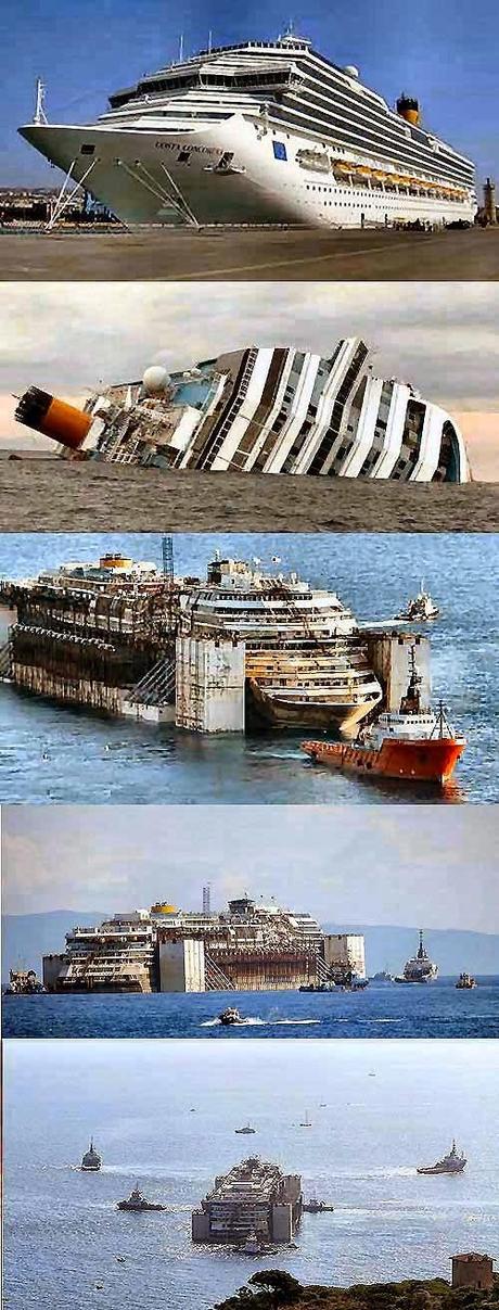 Il relitto della Costa Concordia in porto per la demolizione...