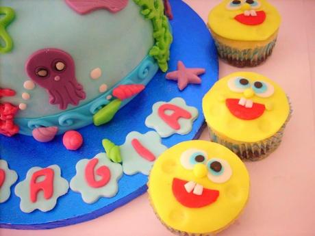 TORTA E CUPCAKES SPONGEBOB