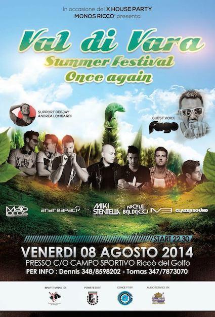 8/8 Val di Vara Summer Festival Once Again @ Ricco' del Golfo di Spezia by X House Party Monos Ricco'