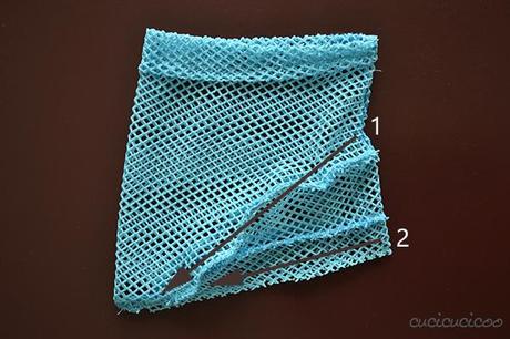 Tutorial: How to make DIY mesh drawstring bags for the beach or pool from old shirts