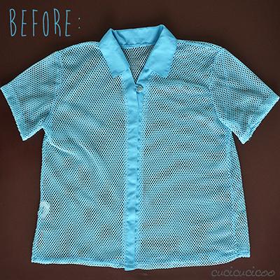 Tutorial: How to make DIY mesh drawstring bags for the beach or pool from old shirts