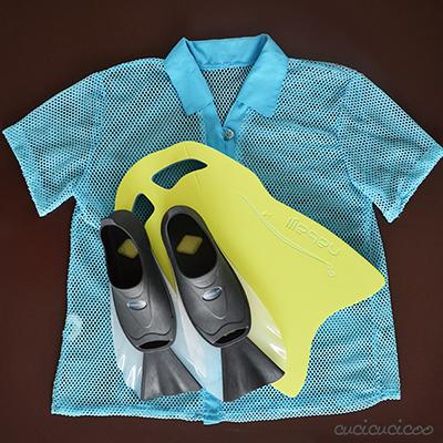 Tutorial: How to make DIY mesh drawstring bags for the beach or pool from old shirts