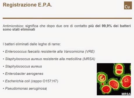 Il rame usato in funzione antibatterica