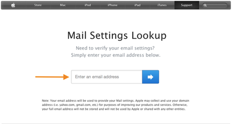 Mail setting lookup