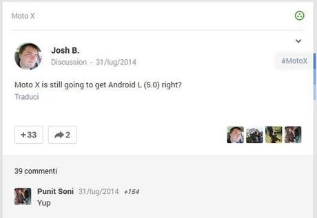 Moto X: nuove conferme sull'aggiornamento ad Android L
