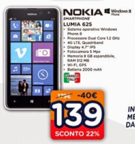 Nokia Lumia 625 da Unieuro/Marcopolo al prezzo di 139 euro