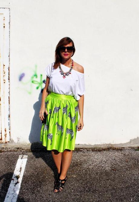 Outfit: Gonna verde e zebrette