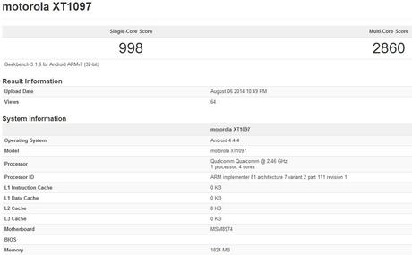 Motorola Moto X+1 si mostra in benchmark