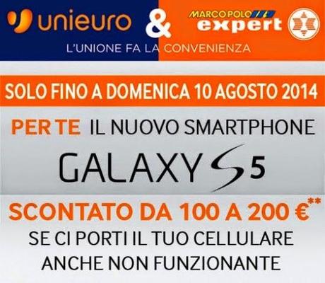 Promozione Samsung rottama il tuo smartphone: solo oggi e domani da MarcoPolo e Unieuro ricevi fino a 200 euro se compri un Galaxy S5