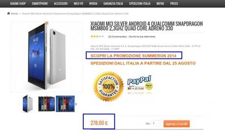 Xiaomi Mi3 Silver Android 4 Qualcomm Snapdragon MSM800 2 3Ghz Quad Core Adreno 330 Smartphone Xiaomi Android Italia 600x352 Xiaomi Mi3 16 GB in offerta a 258 euro su Xiaomishop con promozione SUMMERON 2014 smartphone  Xiaomi Mi3 