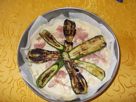 La mia cena: sfoglia con provola, cotto e zucchine grigliate!