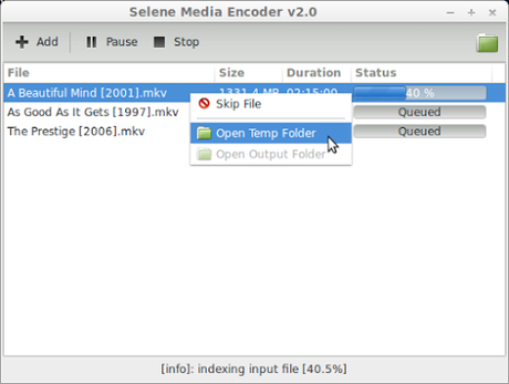 Selene Media Encoder software open source dedicato alla conversione di file audio e video.