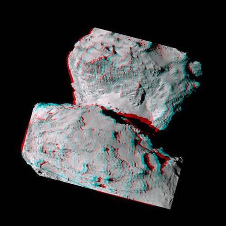 67P anaglyph ESA Rosetta OSIRIS Narrow Angle Camera 7 August 2014