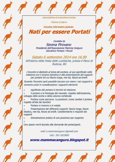 Incontro informativo sul portare i piccoli sabato 6 settembre al Parco della Trucca