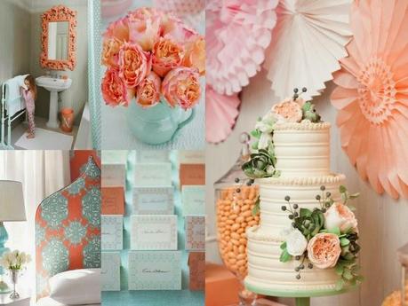 inspiration board: mint and peach