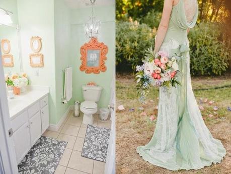 inspiration board: mint and peach