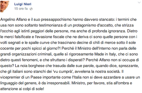 Luigi Nieri e la difesa dei vu cumprà. Ovvero un vicesindaco di cui vergognarsi. Ancora