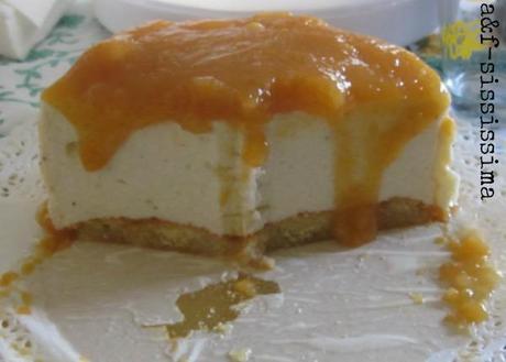 cheesecake con crema e albicocche al Moscato d'Asti