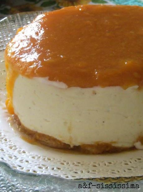 cheesecake con crema e albicocche al Moscato d'Asti