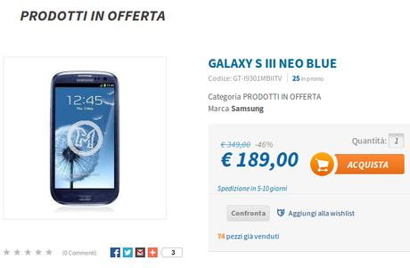 Promozione Samsung Galaxy S3 Neo: in offerta da Techmania a 189 euro