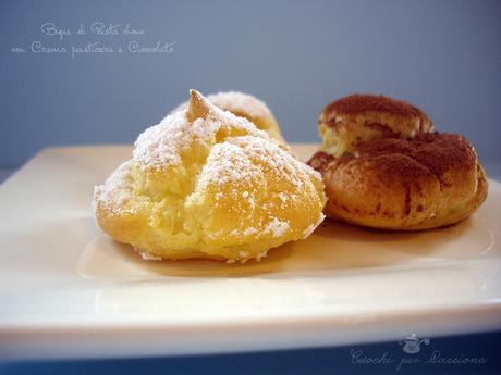 Bignè di Pasta Choux con Crema Pasticcera e Cioccolato2