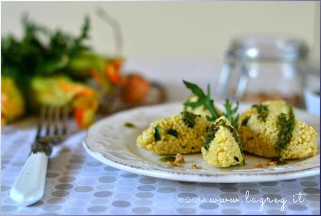 quenelle di miglio con pesto di rucola e mandorla