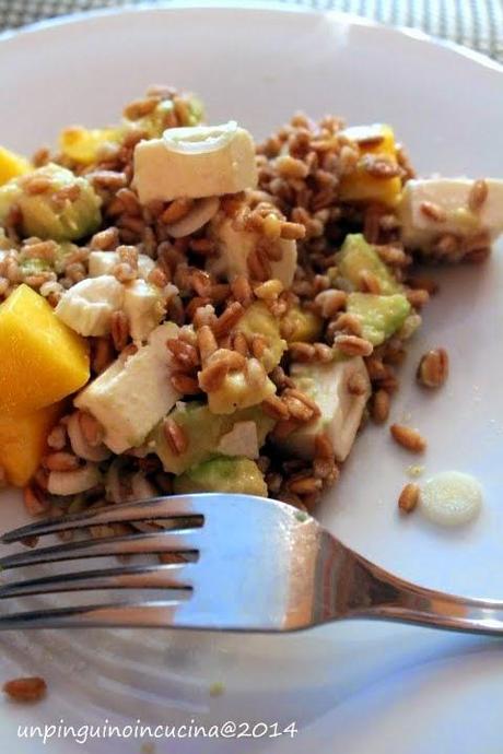 Insalata di farro con mango, avocado e feta