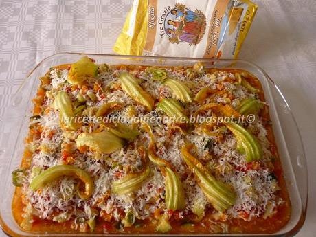 Lasagne fatte in casa con zucchine, carote e peperoni