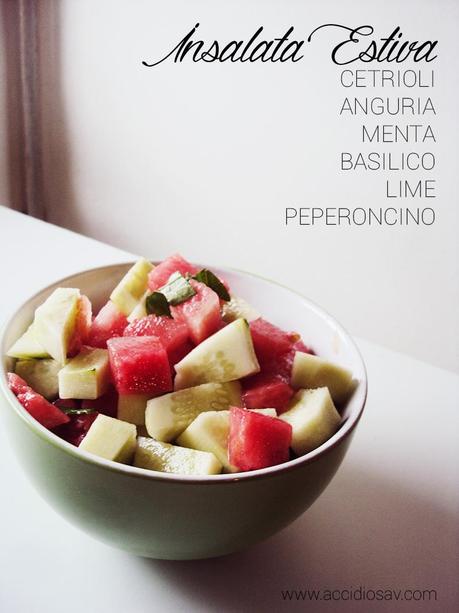 Insalata Estiva di Cetrioli e Anguria- Summer Spicy Salad with Cucumber and Watermelon | AccidiosaV