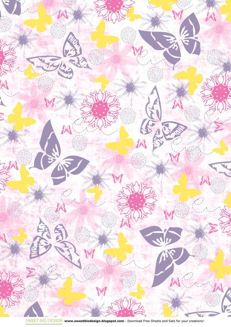 Set di Carte Scrap: SWEET BUTTERFLIES (scrap paper set)