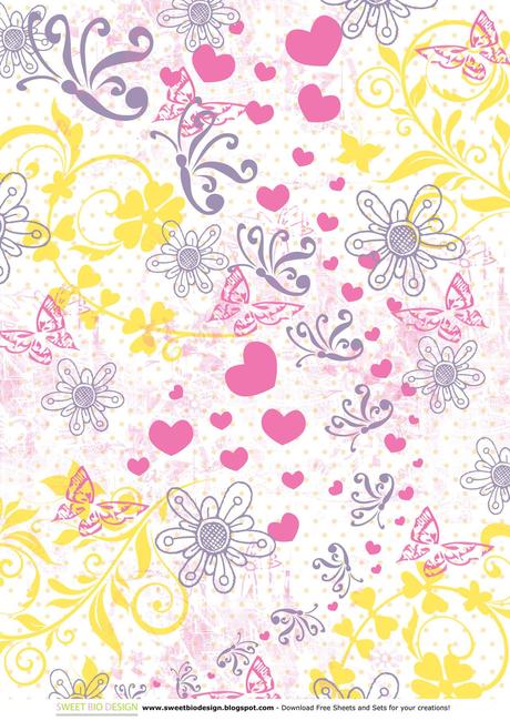 Set di Carte Scrap: SWEET BUTTERFLIES (scrap paper set)