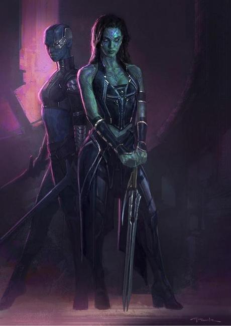 Guardiani della Galassia: concept art di Gamora e Nebula   