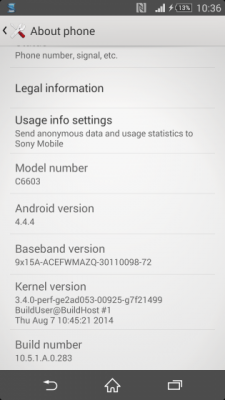sony xperia z kitkat 225x400 Sony Xperia Z riceverà ufficialmente Android 4.4.4 KitKat smartphone  Sony Xperia Z sony android 4.4.4 KitKat aggiornamento android 4.4.4 kitkat 