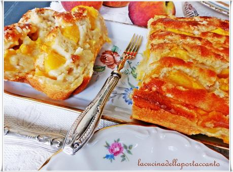 Plumcake alle pesche gialle farcito con confettura di arance e carote senza lattosio