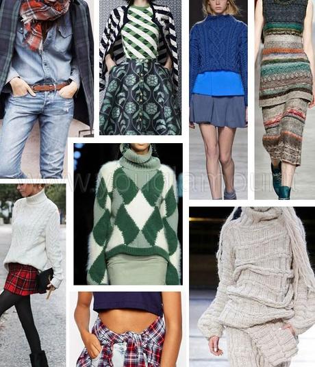 T come tendenza: tartan, tricot, texture
