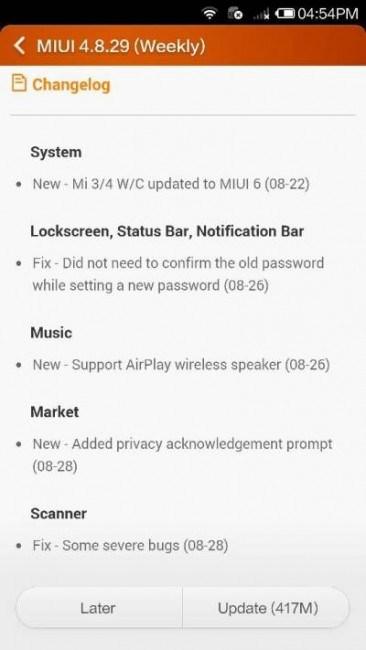 MIUI V6 update