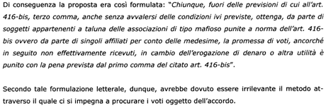 Cassazione sul voto di scambio politico-mafioso: legge più favorevole all'imputato. Il testo della sentenza