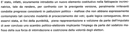 Cassazione sul voto di scambio politico-mafioso: legge più favorevole all'imputato. Il testo della sentenza