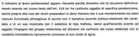 Cassazione sul voto di scambio politico-mafioso: legge più favorevole all'imputato. Il testo della sentenza