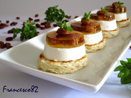 Aspic di passito con panna cotta al caprino