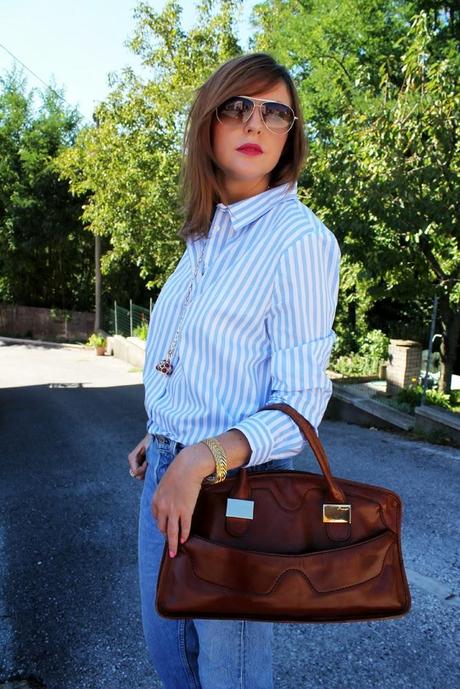 Outfit: camicia a righe e Levi's 501