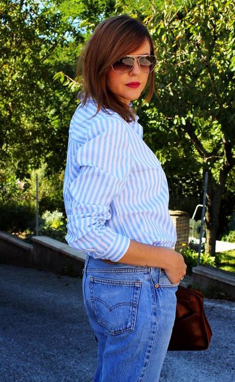 Outfit: camicia a righe e Levi's 501