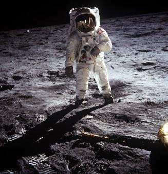 Buzz Aldrin sulla superficie lunare nel 1969. Crediti: NASA.