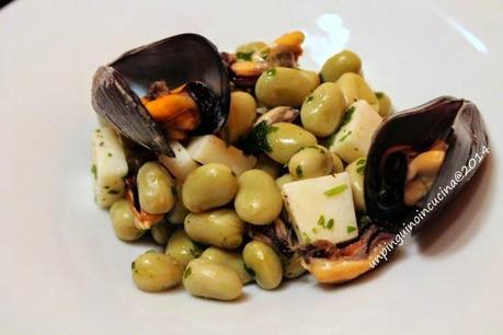 Insalata di cozze, fave e pecorino fresco