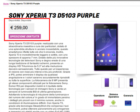 Sony Xperia T3 D5103 Purple Gli Stockisti Smartphone cellulari tablet accessori telefonia dual sim e tanto altro 600x480 Sony Xperia T3 disponibile a 259 euro da Glistockisti.it smartphone  sony xperia t3 