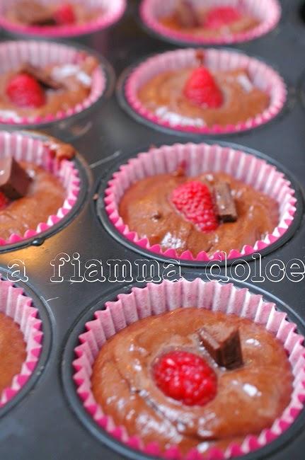 Muffins vegan al cioccolato e lamponi