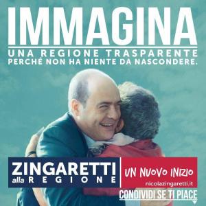 Un manifesto elettorale della campagna elettorale del Presidente Zingaretti